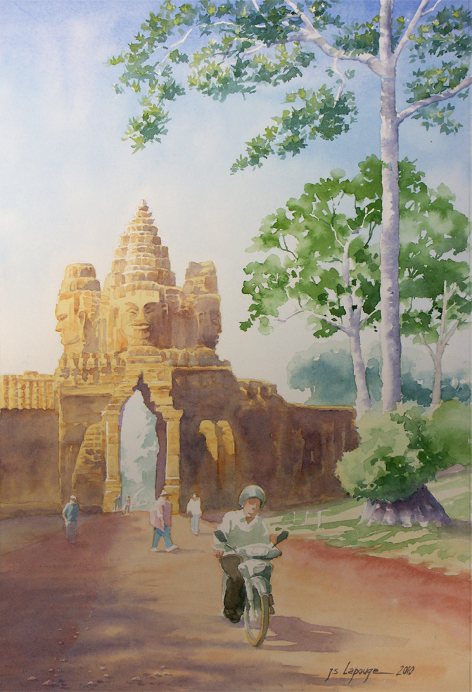 Angkor Thom, Cambdge, tableau , peinture, aquarelle