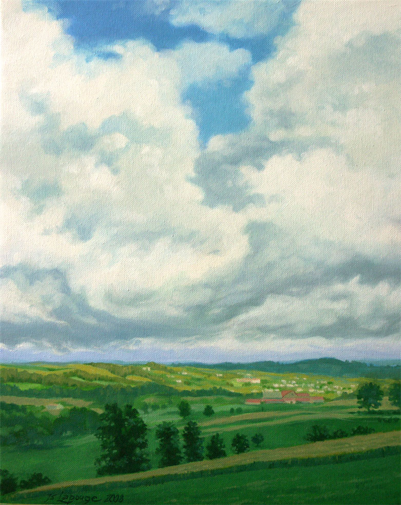 paysage ciel en Auvergne, peinture à l'huile