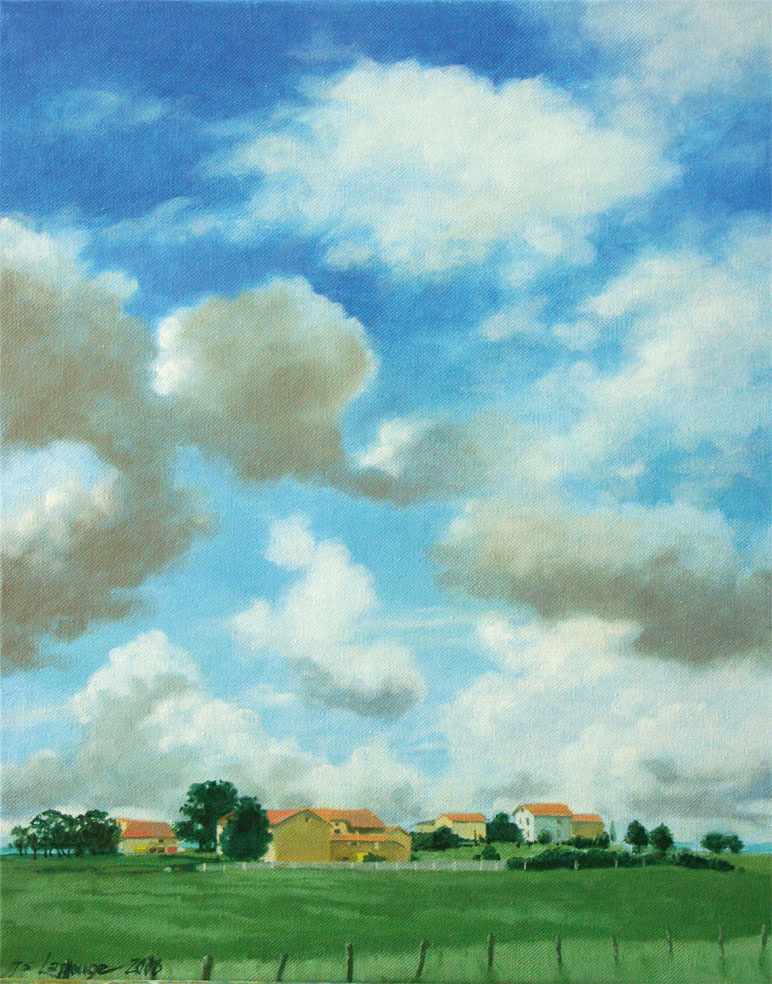 landscape : sky in Auvergne - Oil painting