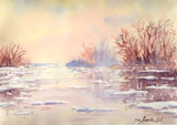 aquarelle-rivière gelée