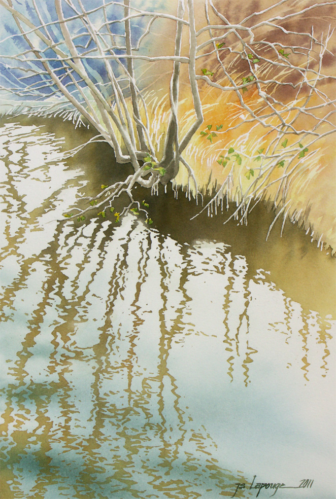 riverbanks, watercolors painting