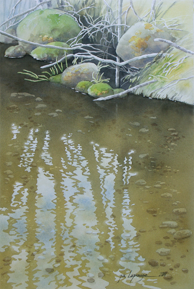 berges de rivière, aquarelle
