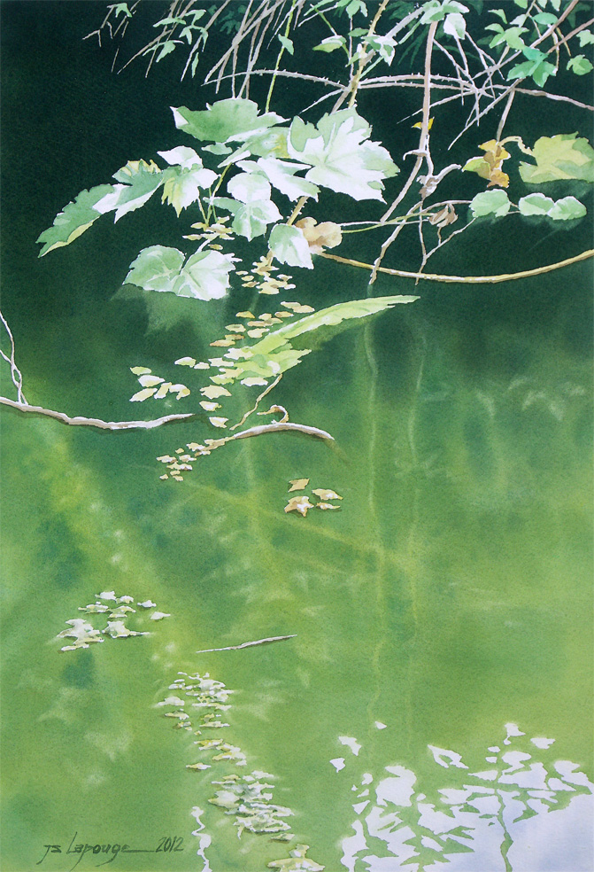 berges de rivière, aquarelle