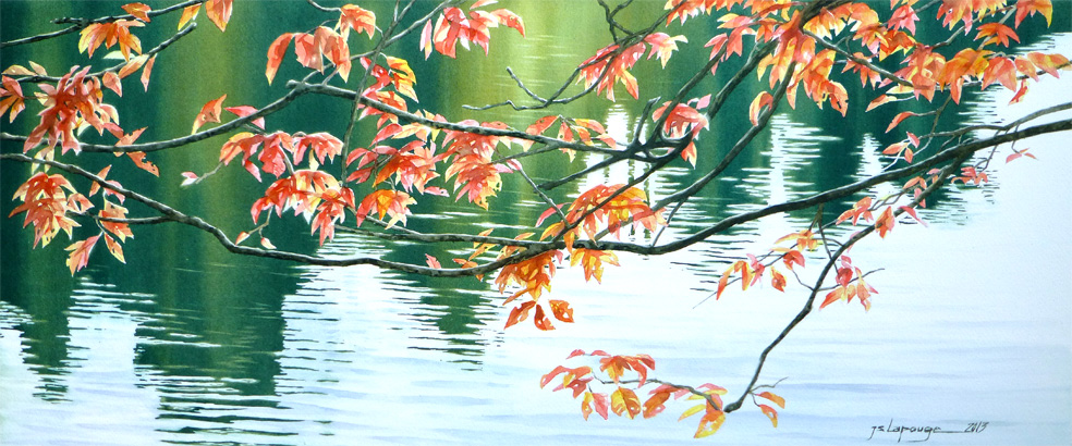 red tree lake - watercolors