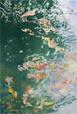 floating leaves, watercolors painting