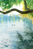 lac bois de Boulogne, aquarelle