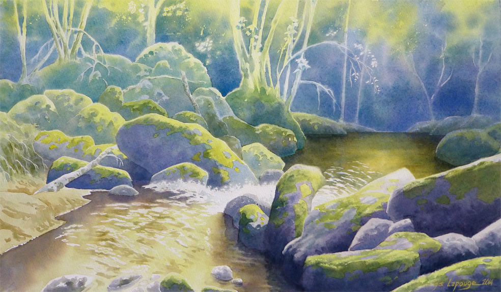 river trut, watercolors painting