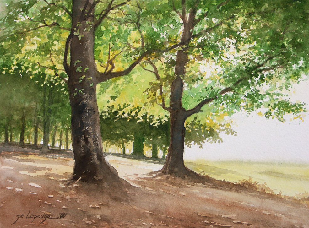 Orée de la forêt, d'après Chichkine, aquarelle