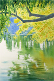 lac du bois de Boulogne, aquarelle