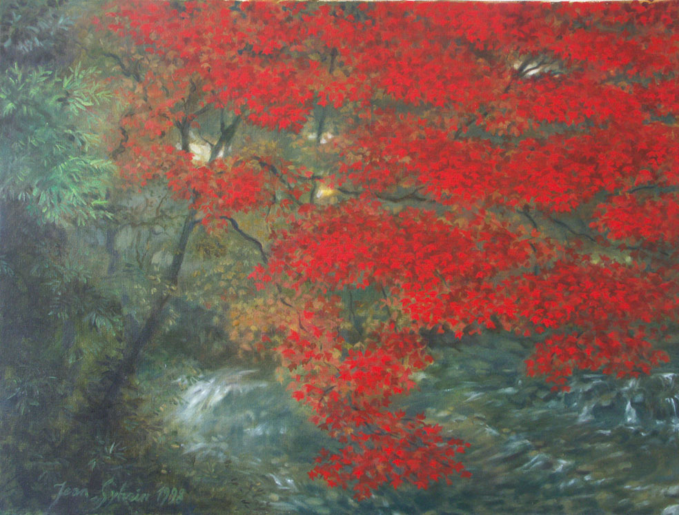paysage aux érables rouges japonais