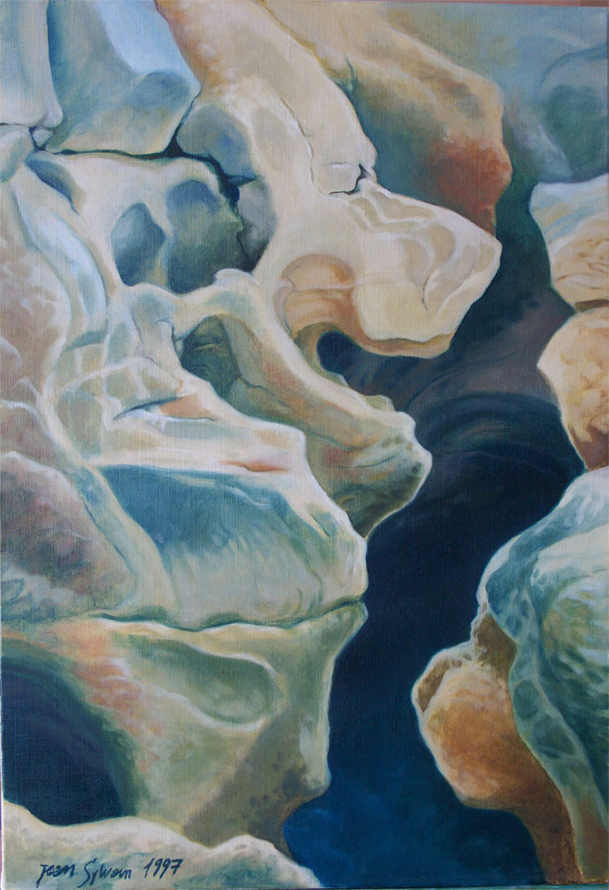 Rock- petrified faces -oil painting
