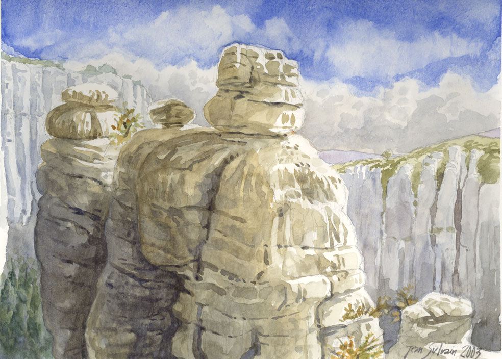 Watercolors , cliffs Ardeche