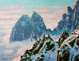 peinture, paysage de haute montagne
