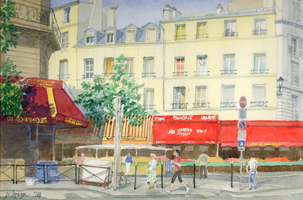 watercolors,Paris 12th,  Aligre Market
