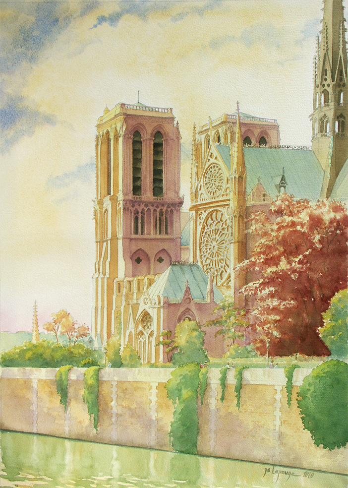 Notre Dame à Paris, aquarelle