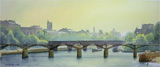 pont des arts au matin, aquarelle