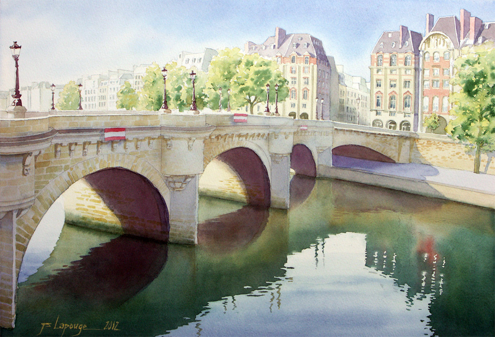 Pont-neuf, tableau à l'aquarelle