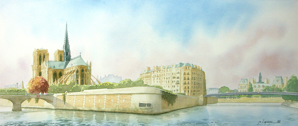 Paris-Ile de la Cité, painting, watercolors