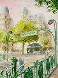 Aquarelle, Métro, place de la Nation à Paris