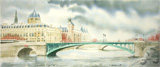 Pont Notre Dame, Paris, aquarelle