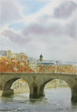 Pont marie, Paris, Aquarelle