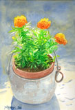 Aquarelle : pot de fleurs