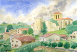 aquarelle village de sauviat